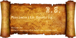 Maximovits Beatrix névjegykártya